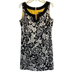 Jessica Howard Black & White Floral Sleeveless Scoop Neck Midi Dress, Women’s 12